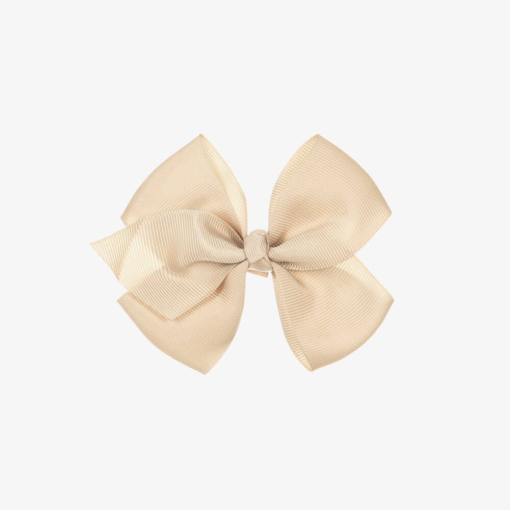 Bowtique London-Beige Bow Hair Clip (10cm) | Childrensalon