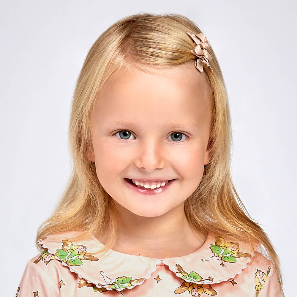 Bowtique London-Girls Beige Bow Hair Clip (4cm) | Childrensalon