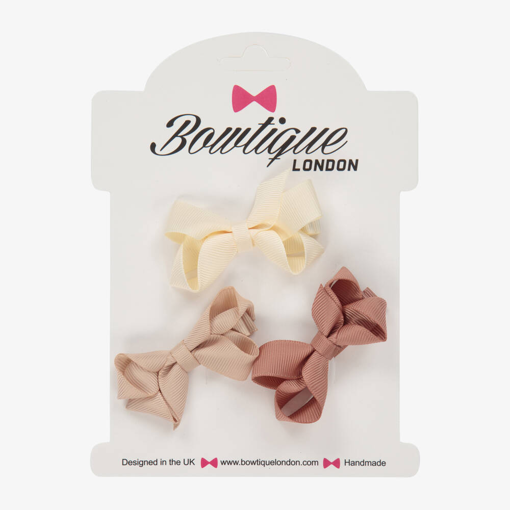 Bowtique London-3 бежевые заколки для волос (6см) | Childrensalon