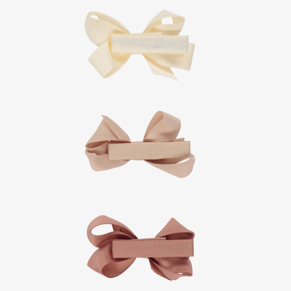 Bowtique London-3 бежевые заколки для волос (6см) | Childrensalon