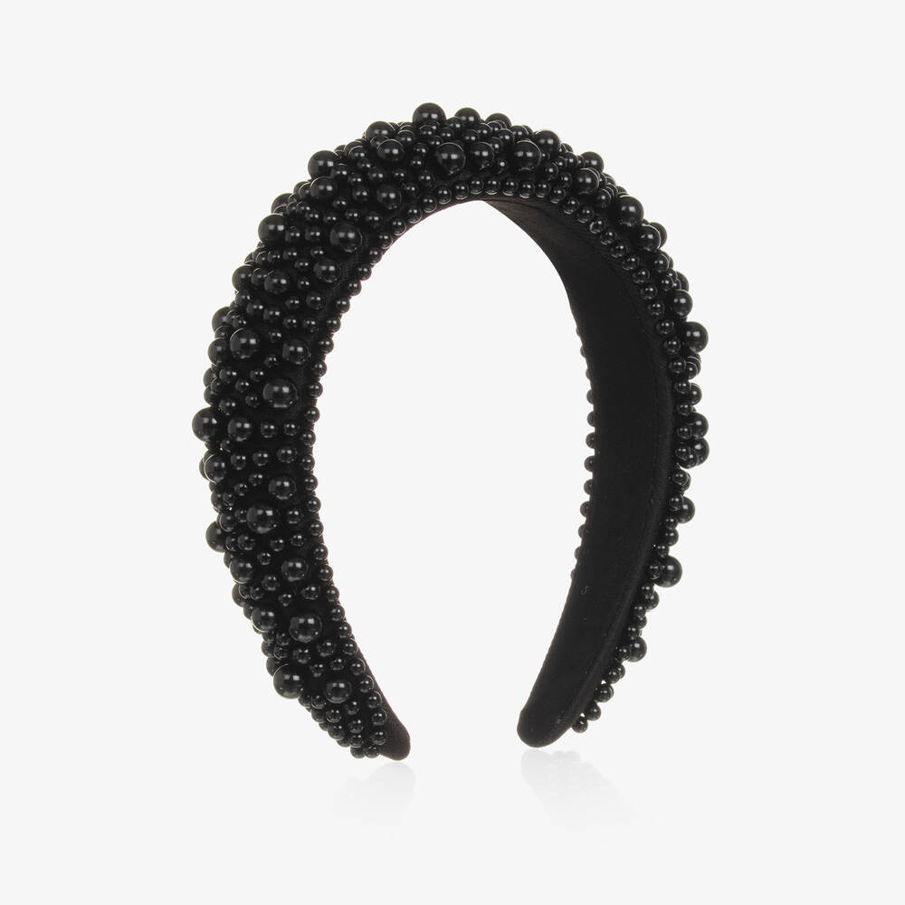 Bowtique London-Girls Black Beaded Hairband | Childrensalon