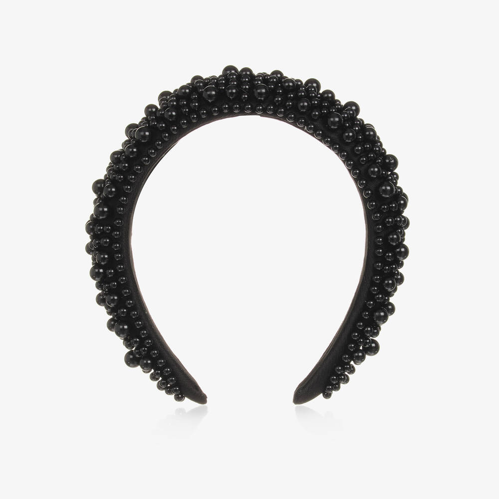 Bowtique London-Girls Black Beaded Hairband | Childrensalon