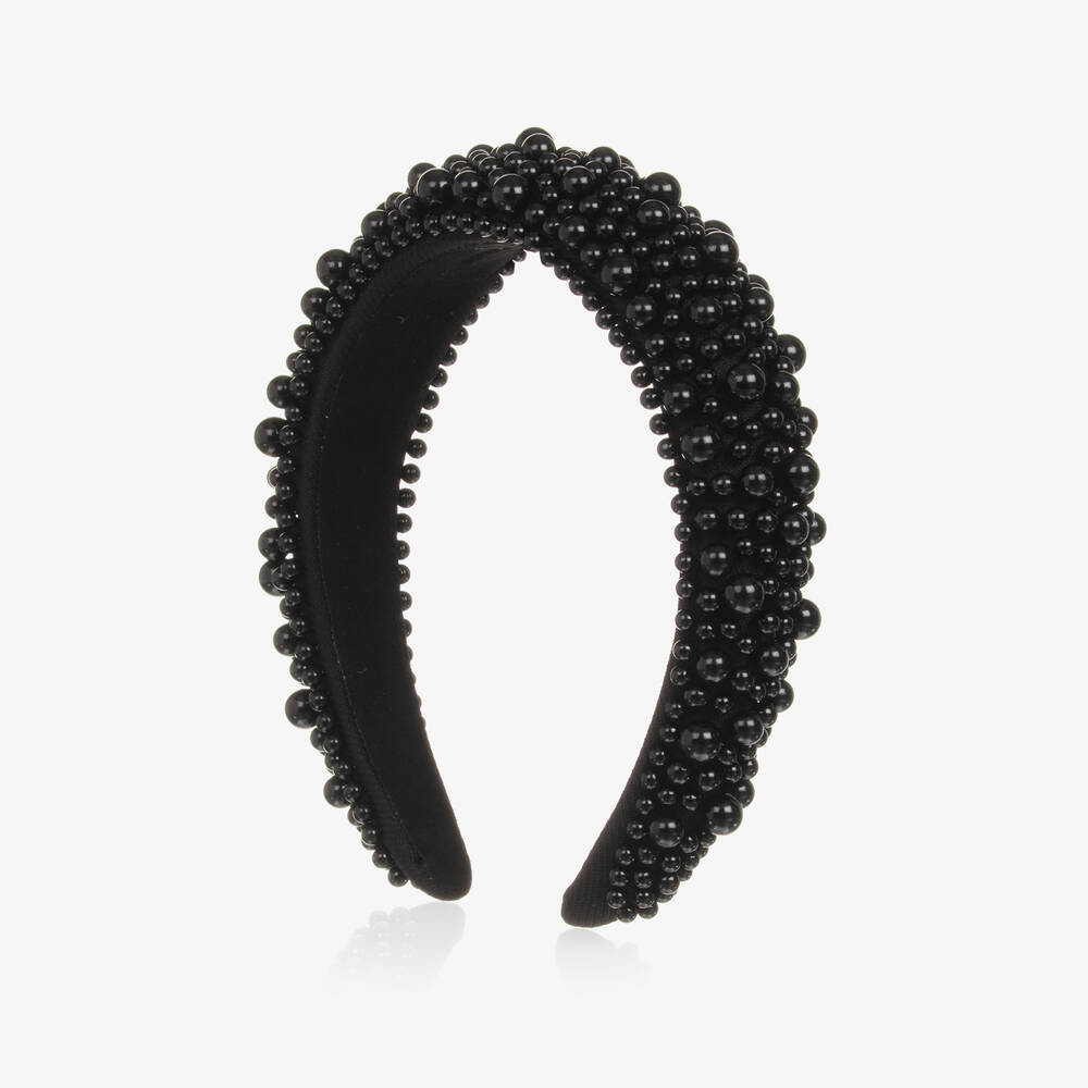 Bowtique London-Girls Black Beaded Hairband | Childrensalon