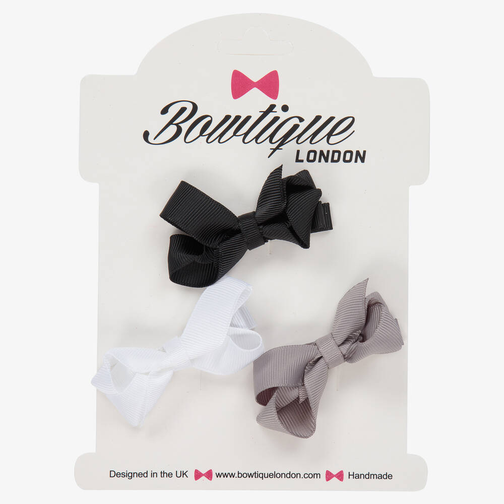 Bowtique London-Черная и серые заколки для волос (3шт.) | Childrensalon