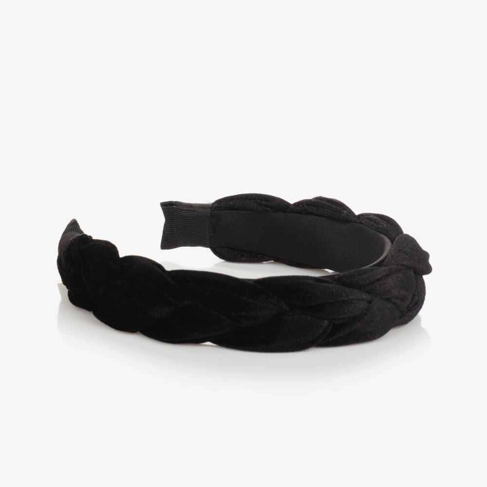 Bowtique London-طوق للشعر قطيفة لون أسود للبنات | Childrensalon