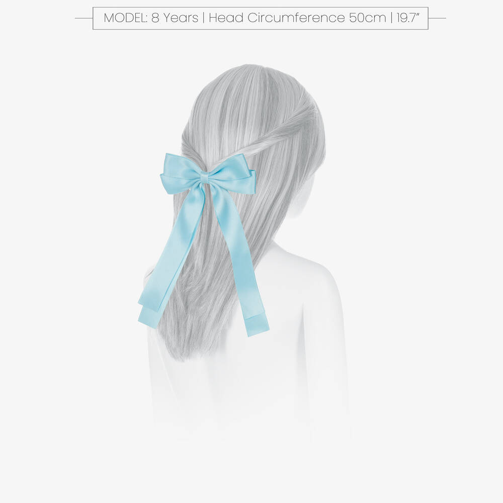 Bowtique London-Girls Blue Bow Hair Clip (12cm) | Childrensalon