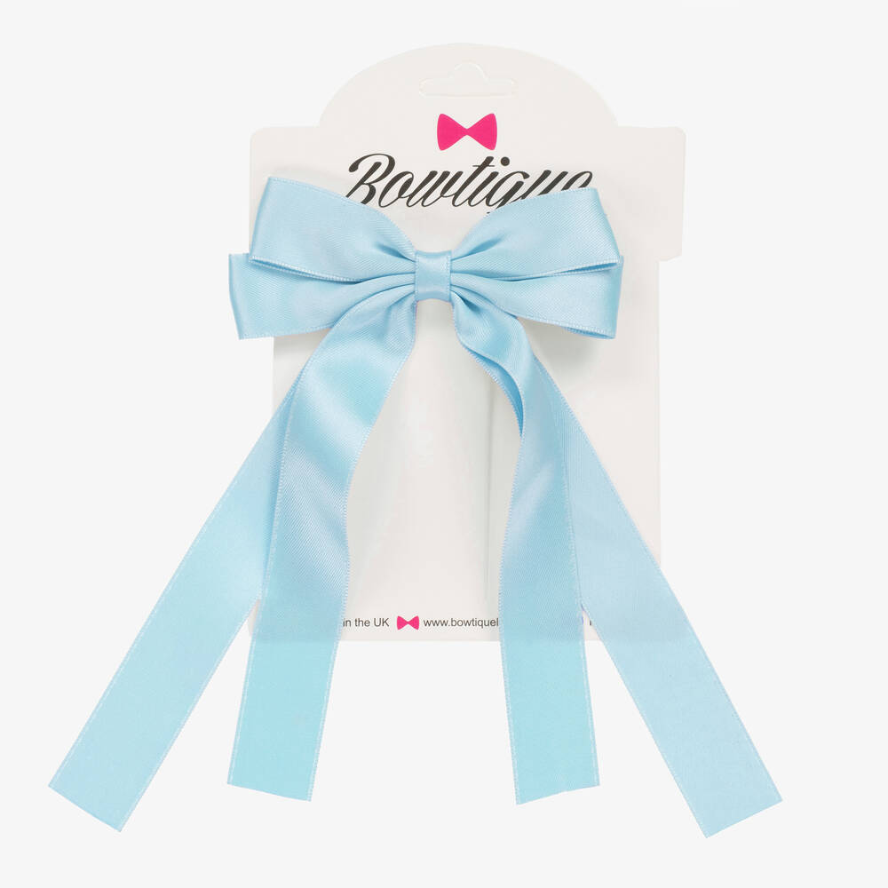 Bowtique London-Girls Blue Bow Hair Clip (12cm) | Childrensalon