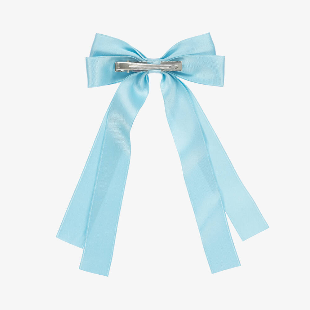 Bowtique London-Girls Blue Bow Hair Clip (12cm) | Childrensalon