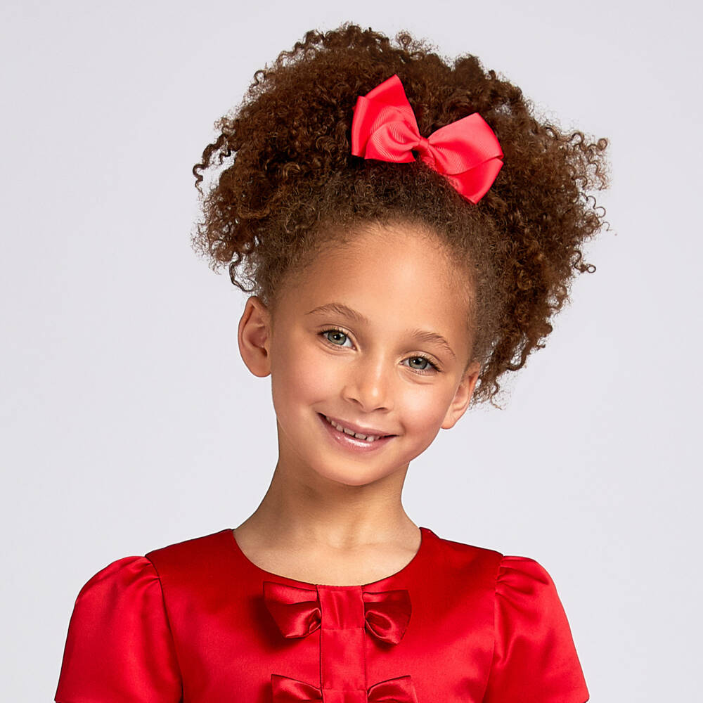 Bowtique London-Girls Bright Red Bow Hair Clip (10cm) | Childrensalon