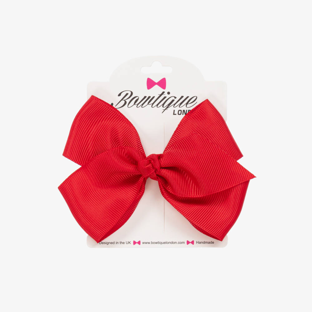 Bowtique London-Girls Bright Red Bow Hair Clip (10cm) | Childrensalon