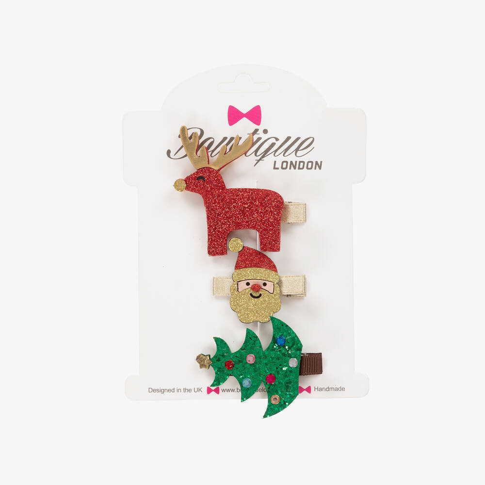 Bowtique London-Girls Christmas Hair Clips (3 Pack) | Childrensalon