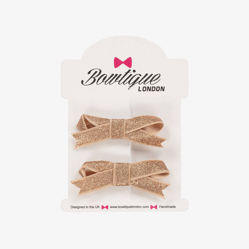Bowtique London-Girls Glittery Gold Hair Clips (2 Pack) | Childrensalon