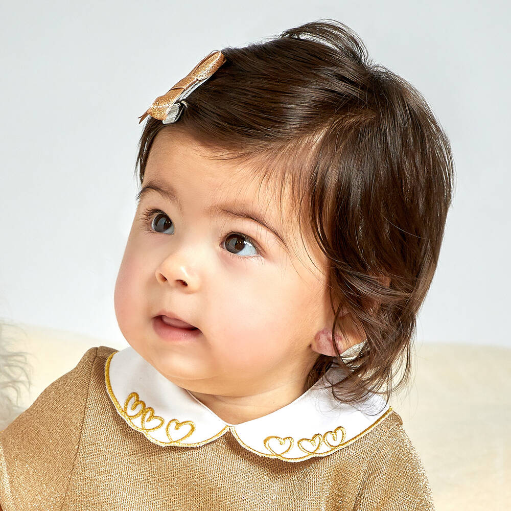 Bowtique London-Girls Glittery Gold Hair Clips (2 Pack) | Childrensalon