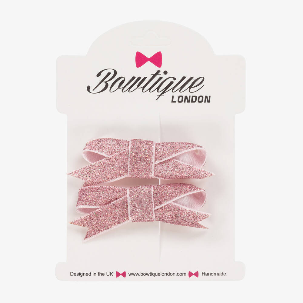 Bowtique London-Girls Glittery Pink Hair Clips (2 Pack) | Childrensalon