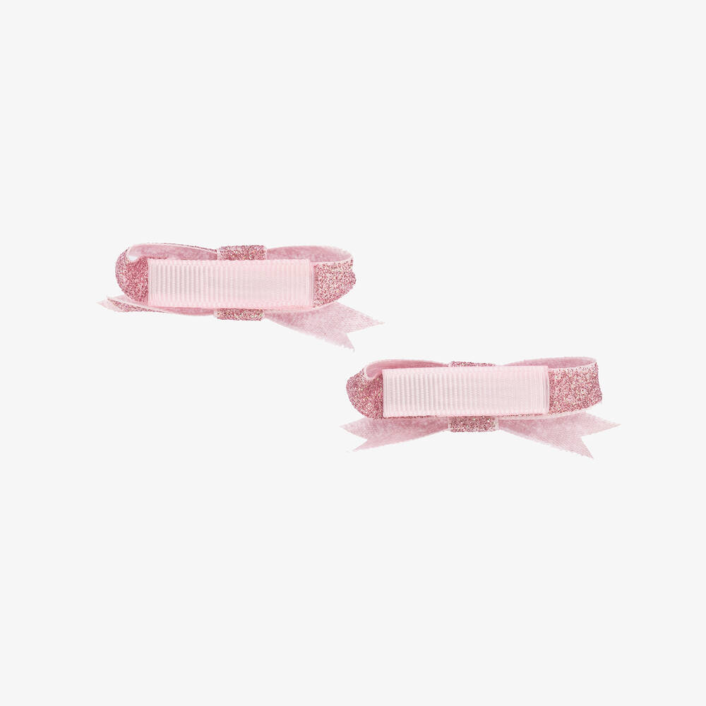 Bowtique London-Girls Glittery Pink Hair Clips (2 Pack) | Childrensalon