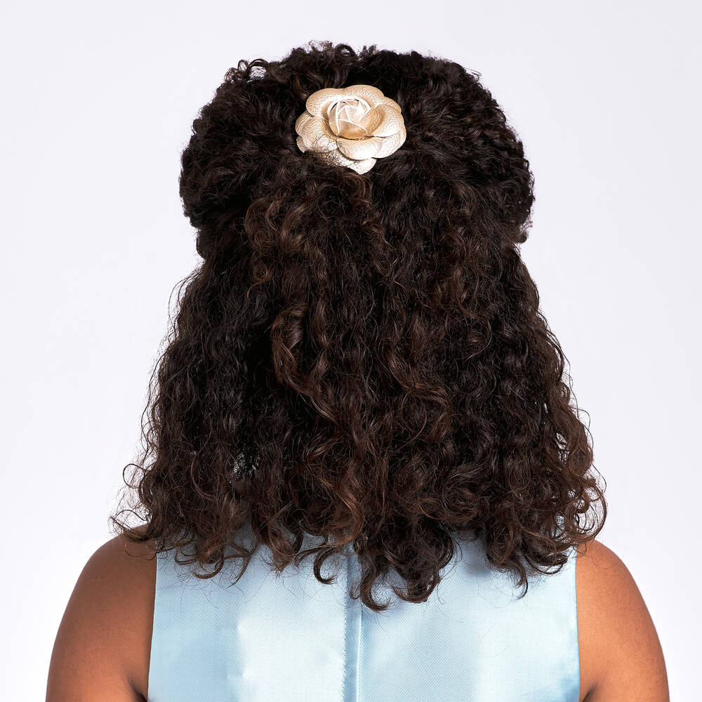 Bowtique London-Girls Gold Flower Hair Clip (6cm) | Childrensalon