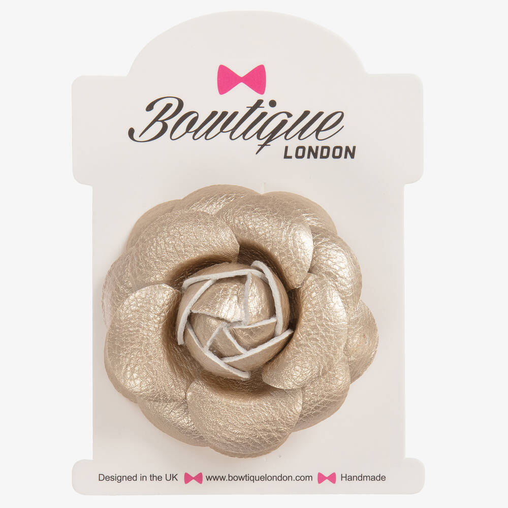 Bowtique London-Girls Gold Flower Hair Clip (6cm) | Childrensalon