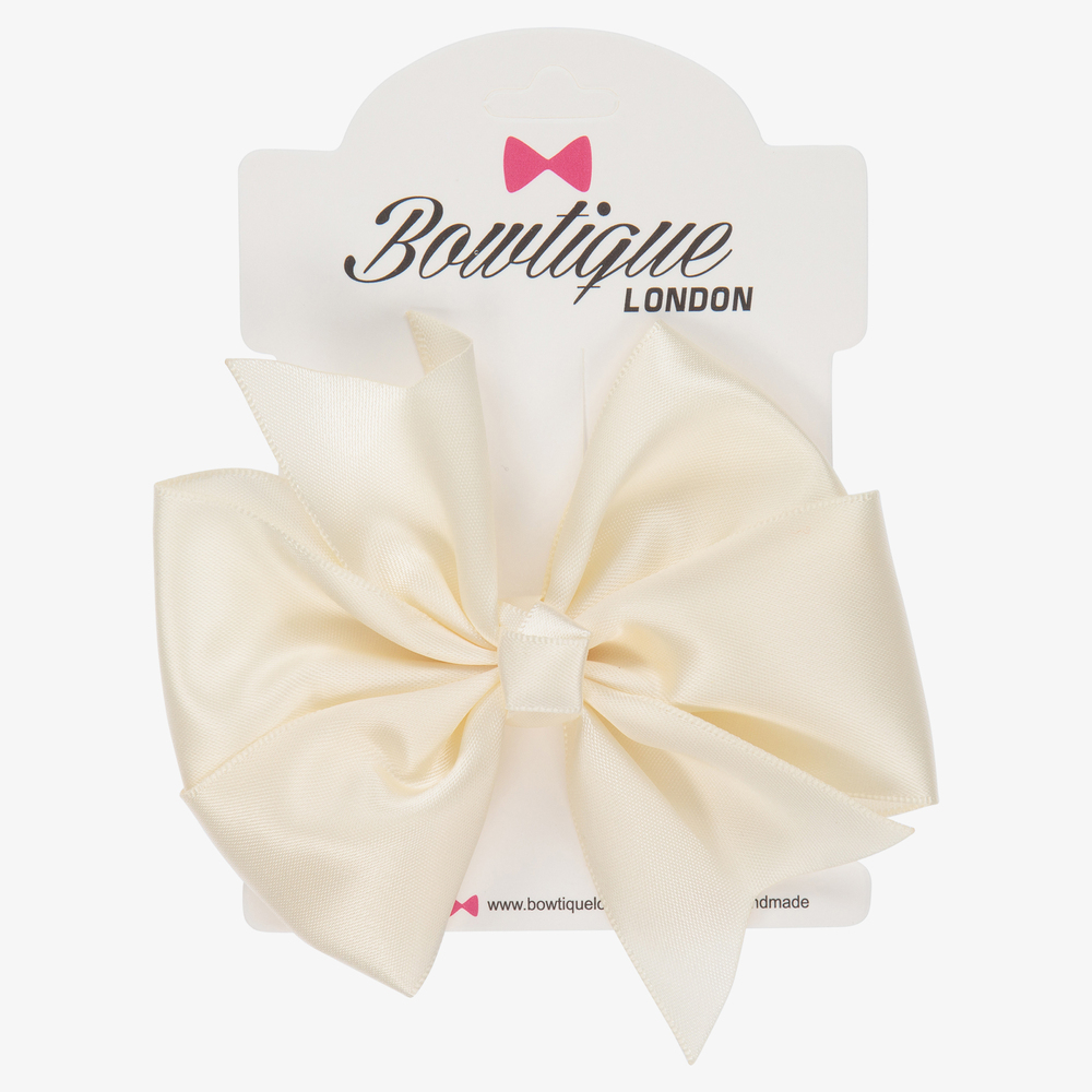Bowtique London-مشبك للشعر ساتان لون عاجي للبنات (10 سم) | Childrensalon