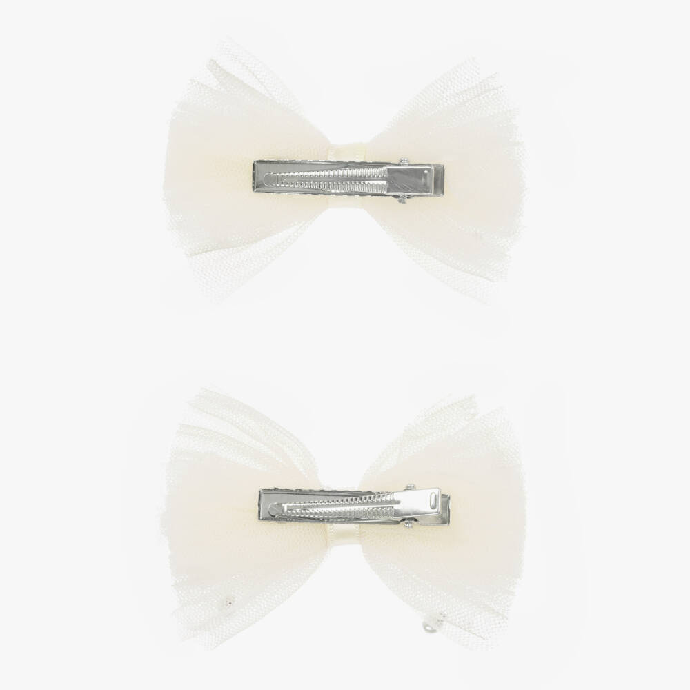 Bowtique London-Girls Ivory Tulle Hair Clips (2 Pack) | Childrensalon