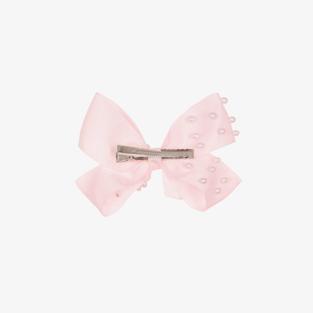 Bowtique London-مشبك للشعر مزين بلؤلؤ لون زهري (11سم) | Childrensalon