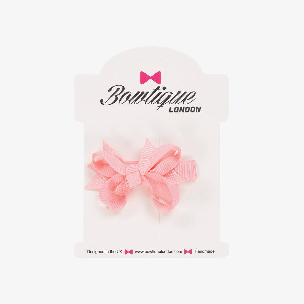Bowtique London-Girls Pale Pink Bow Hair Clip (4cm) | Childrensalon