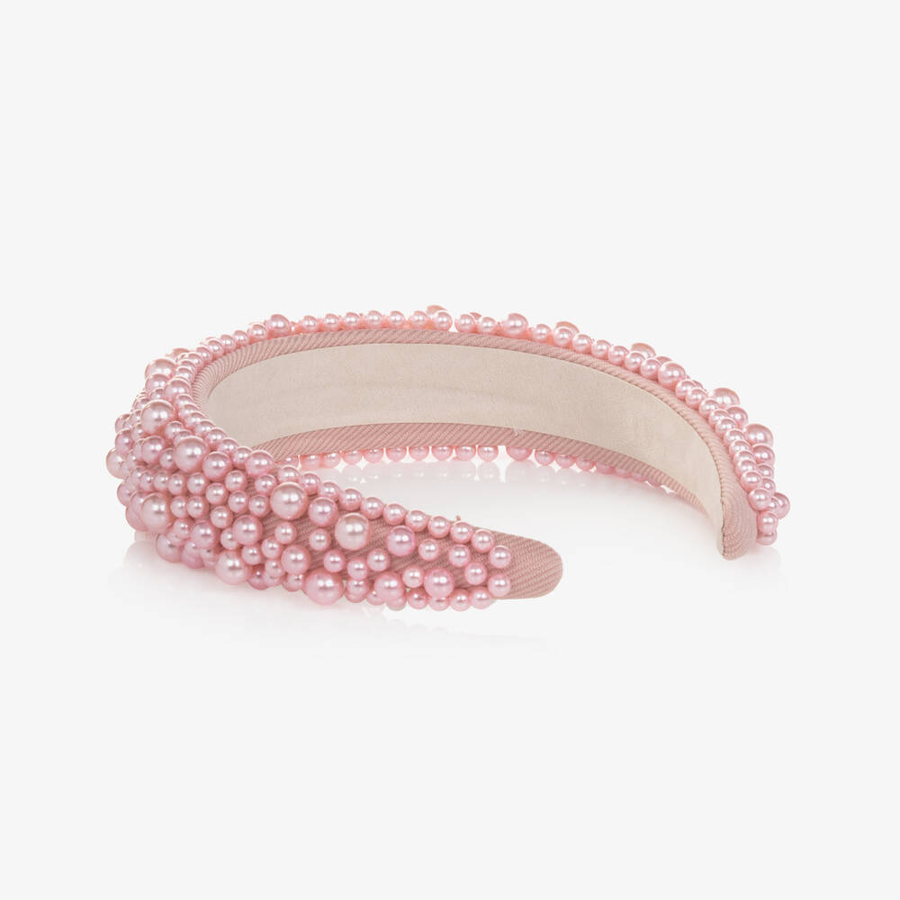 Bowtique London-Girls Pink Beaded Hairband | Childrensalon
