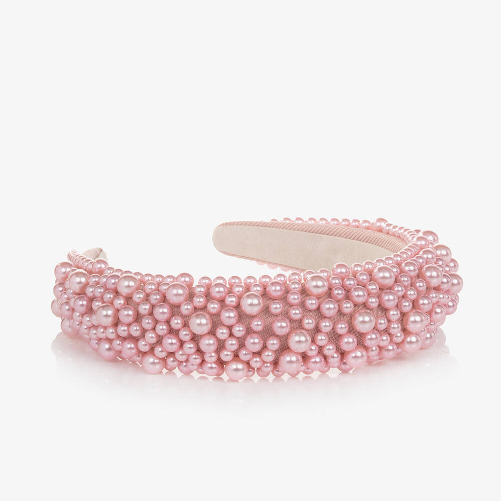 Bowtique London-Girls Pink Beaded Hairband | Childrensalon
