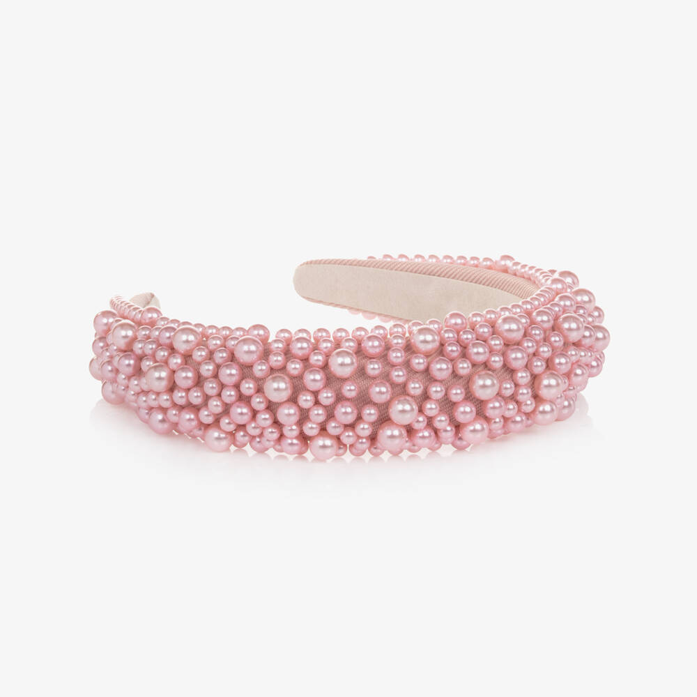 Bowtique London-Girls Pink Beaded Hairband | Childrensalon