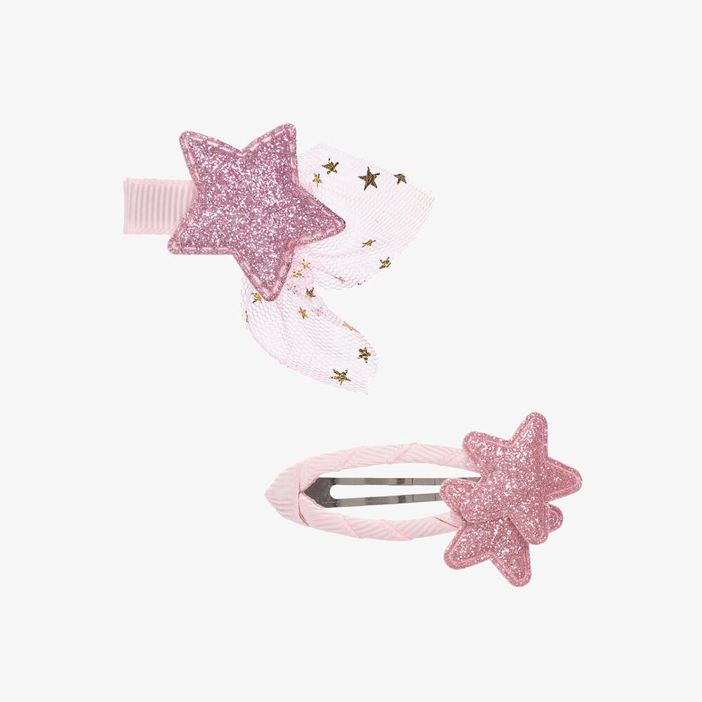 Bowtique London-Girls Pink Star Hair Clips (2 Pack)  | Childrensalon
