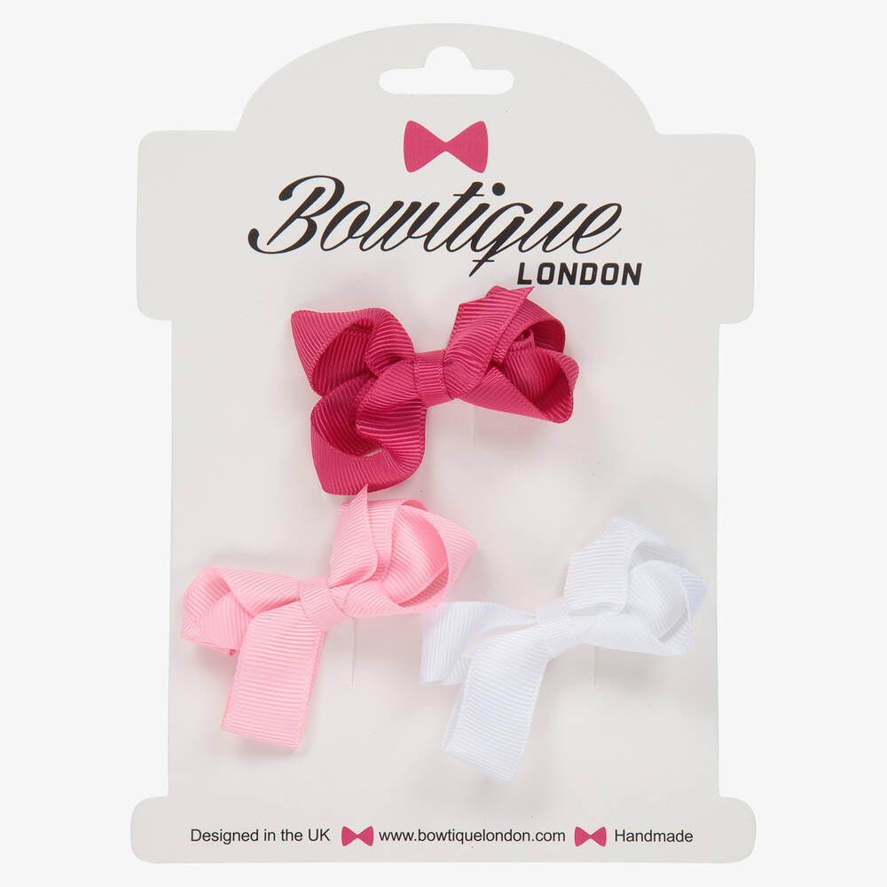 Bowtique London-3 розовые и белая  заколки для волос (6см) | Childrensalon