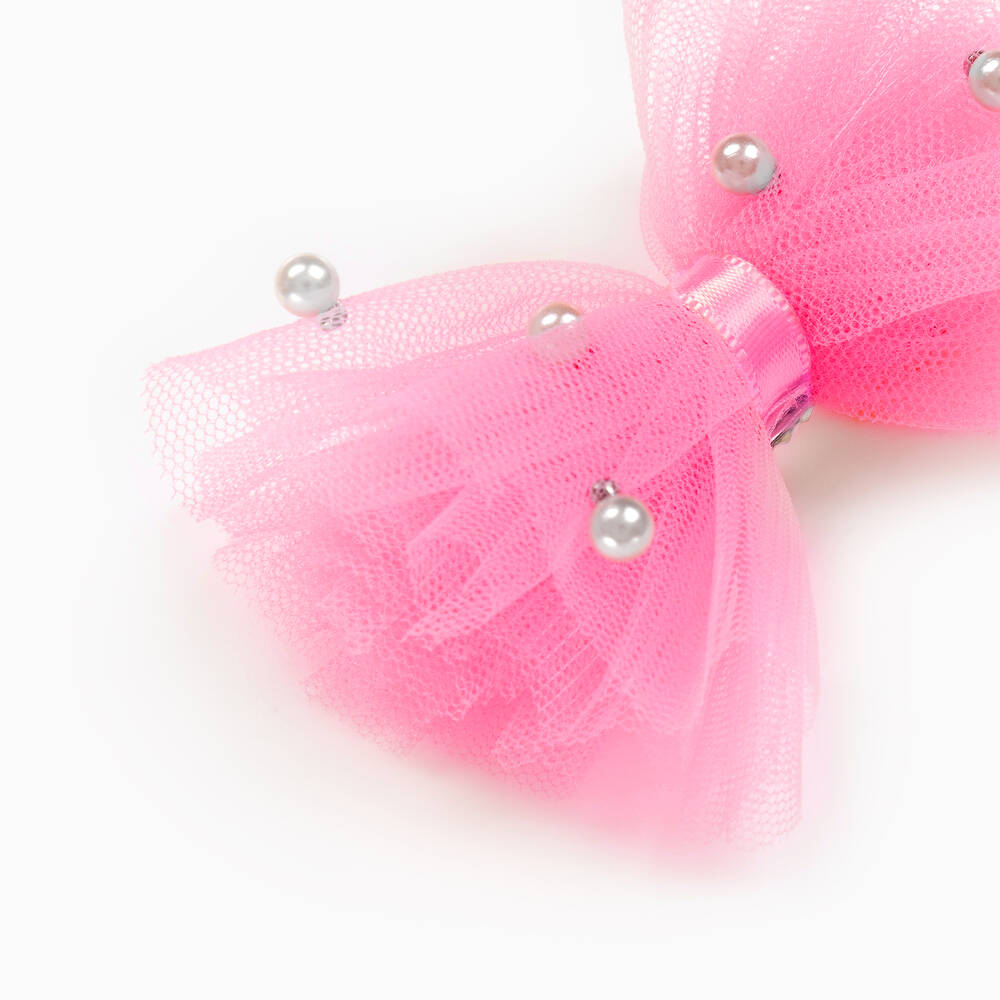 Bowtique London-Girls Pop Pink Tulle Hair Clips (2 Pack) | Childrensalon