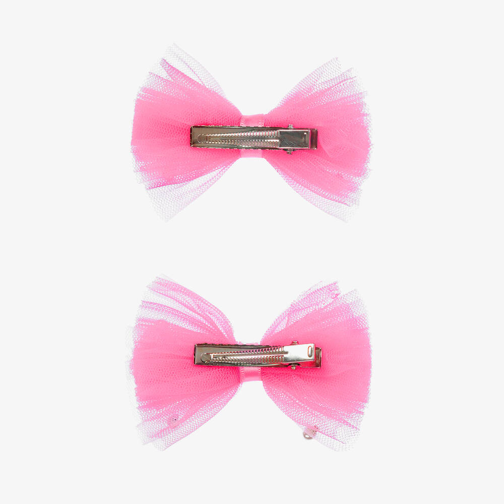 Bowtique London-Girls Pop Pink Tulle Hair Clips (2 Pack) | Childrensalon