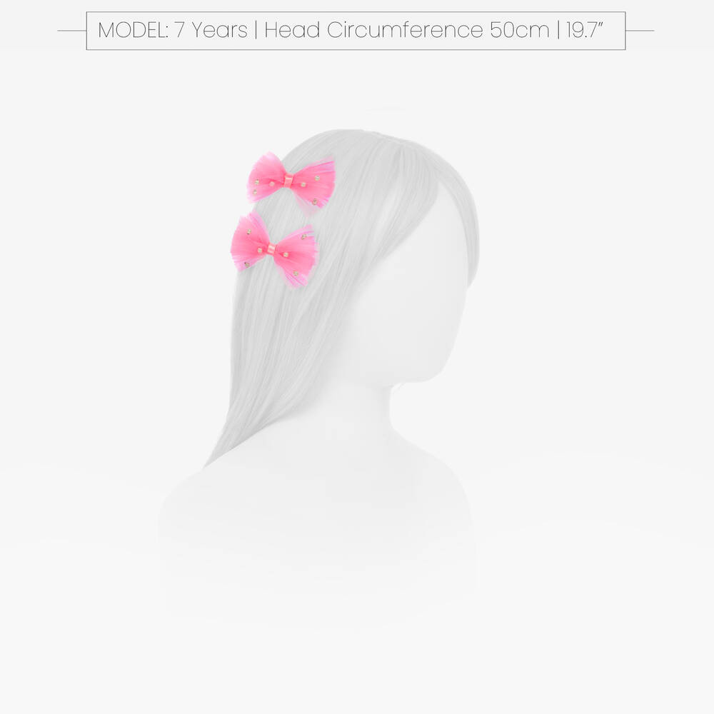 Bowtique London-Girls Pop Pink Tulle Hair Clips (2 Pack) | Childrensalon