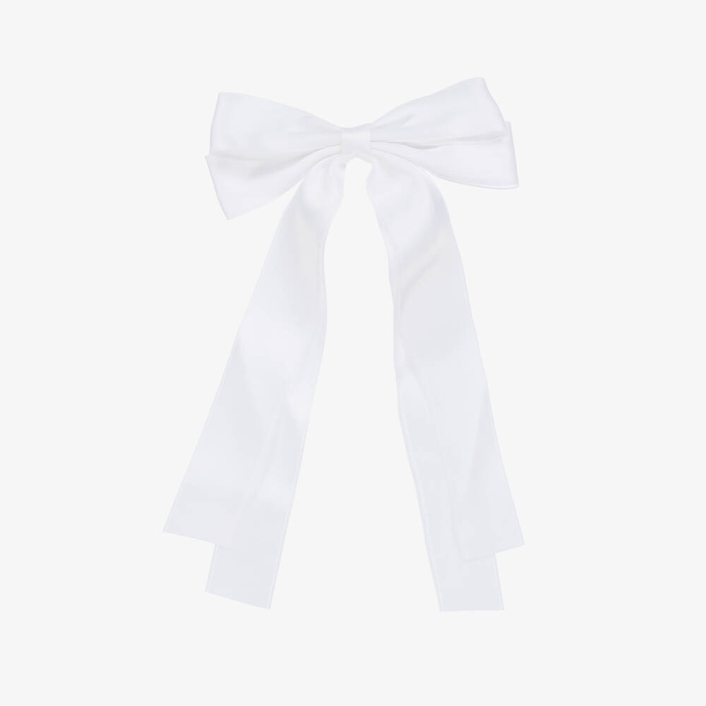 Bowtique London-Girls White Bow Hair Clip (12cm) | Childrensalon