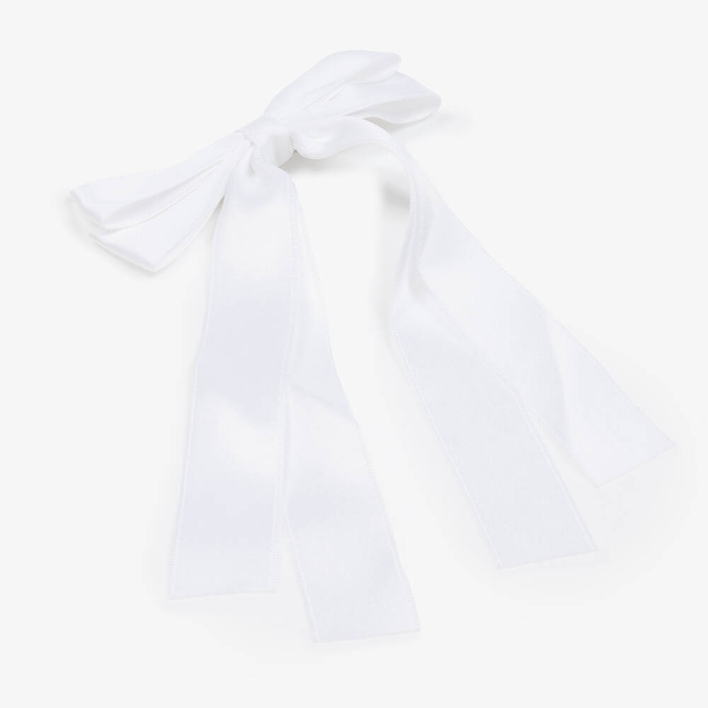 Bowtique London-Girls White Bow Hair Clip (12cm) | Childrensalon