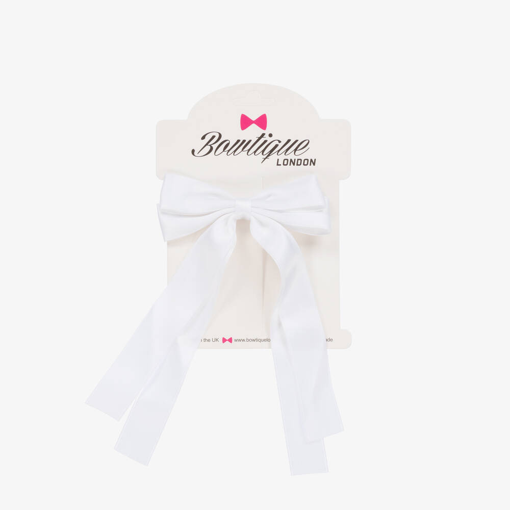 Bowtique London-Girls White Bow Hair Clip (12cm) | Childrensalon
