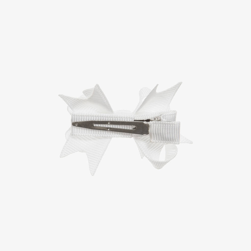 Bowtique London-Girls White Bow Hair Clip (4cm) | Childrensalon