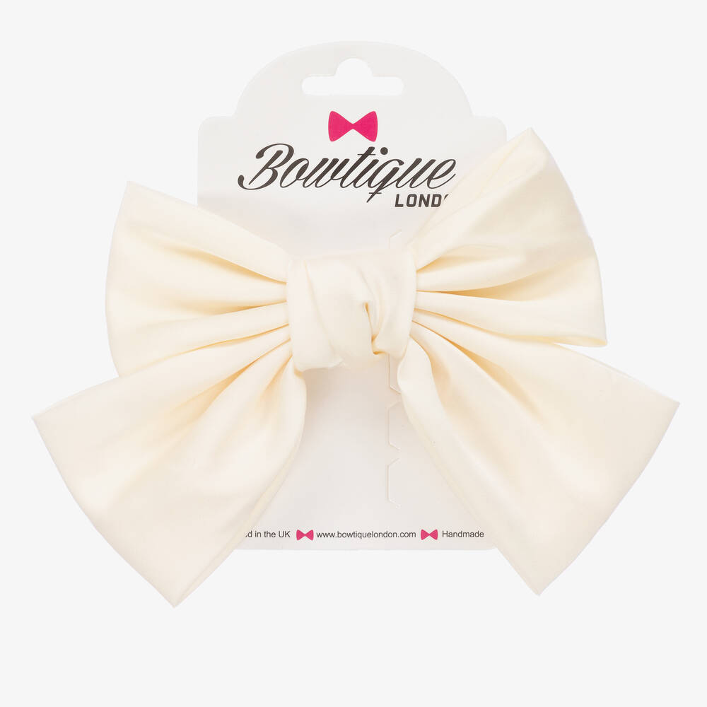 Bowtique London-Ivory Bow Hair Clip (17cm) | Childrensalon