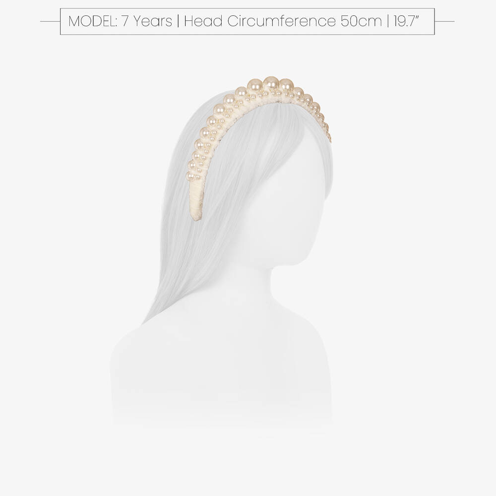 Bowtique London-Ivory Velvet & Pearl Hairband | Childrensalon
