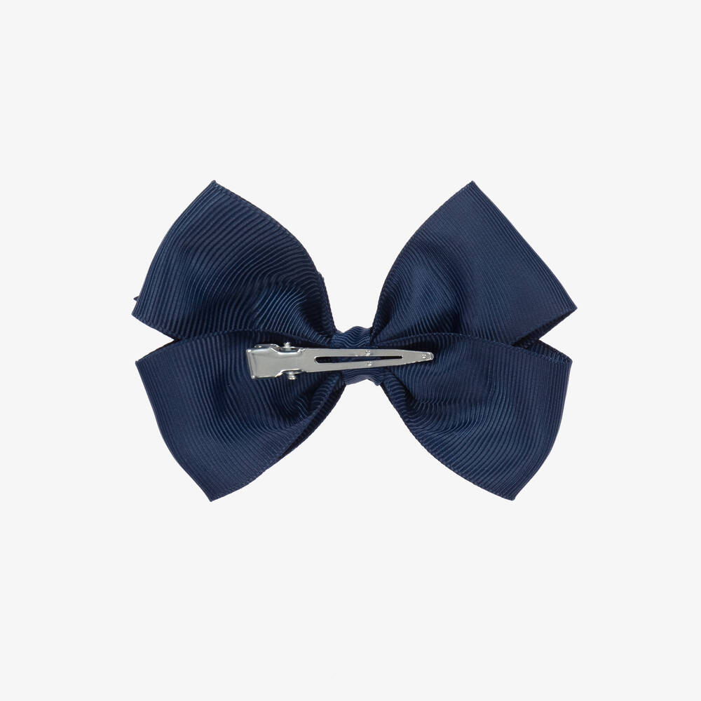 Bowtique London-Navy Blue Bow Hair Clip (10cm) | Childrensalon