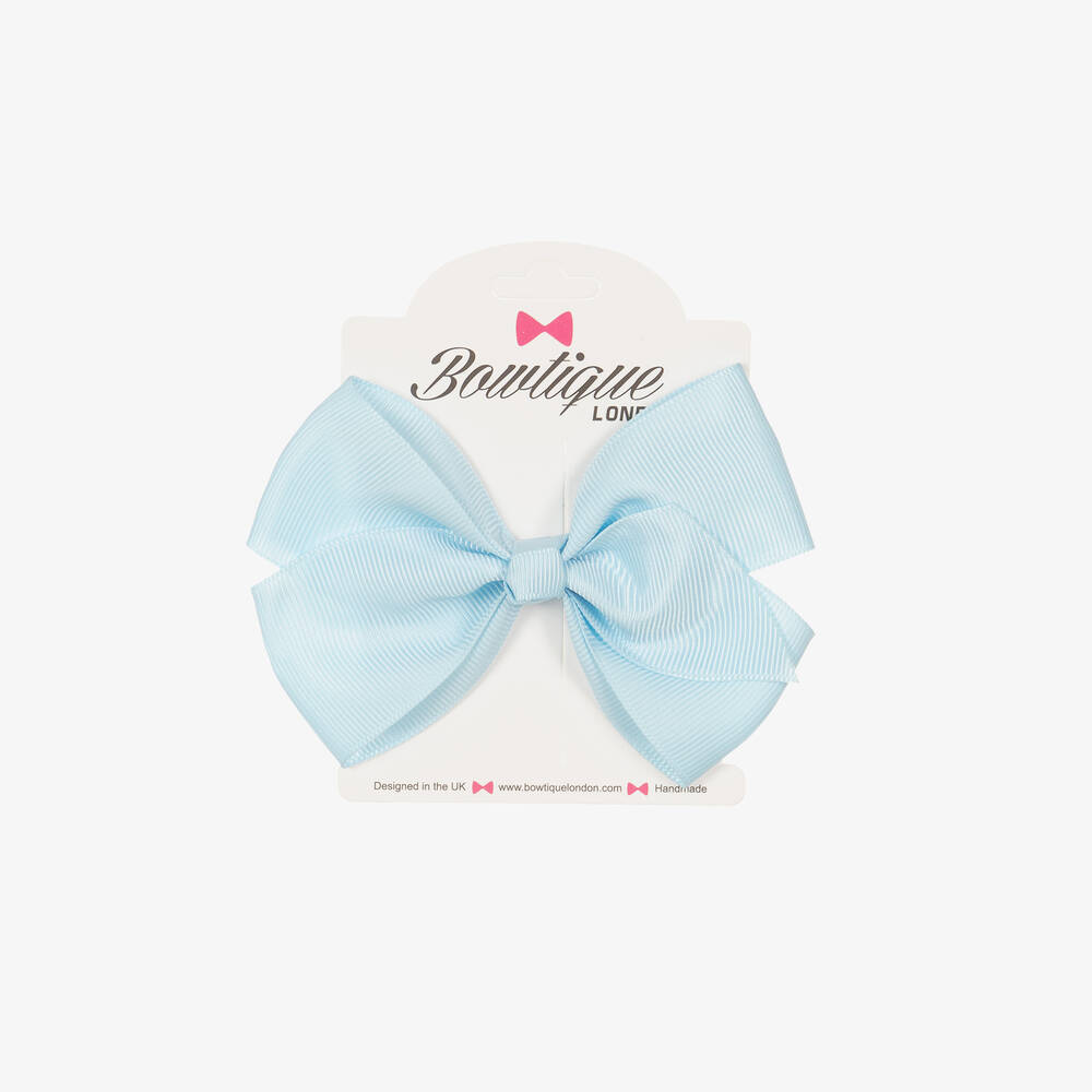 Bowtique London-Pale Blue Bow Hair Clip (10cm) | Childrensalon