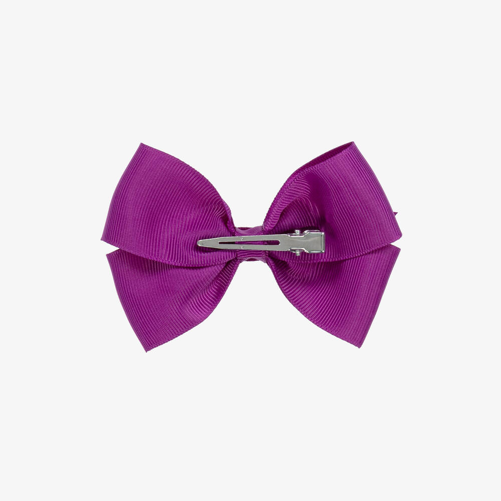 Bowtique London-Purple Bow Hair Clip (10cm) | Childrensalon