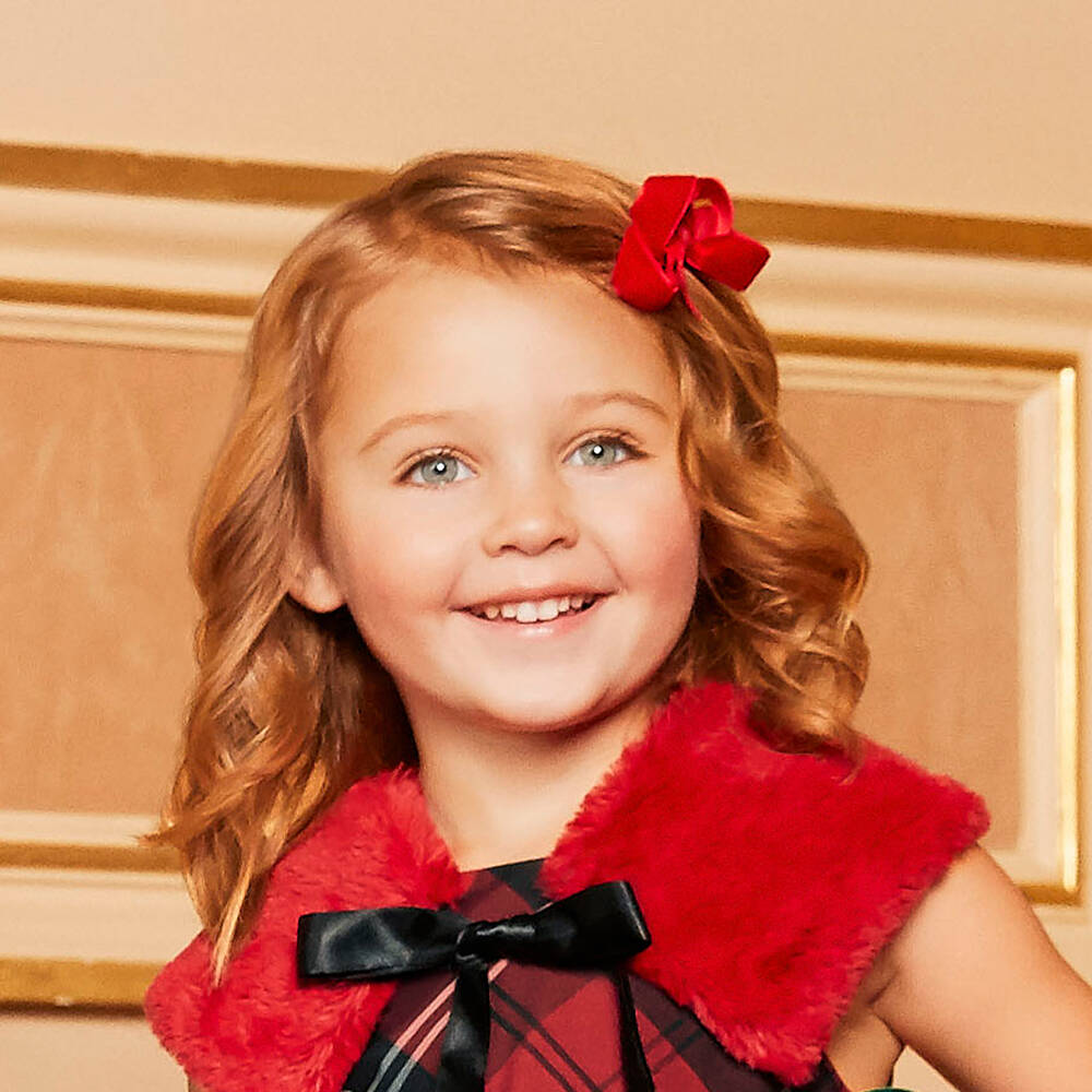 Bowtique London-Red Velvet Bow Hair Clip (11cm) | Childrensalon