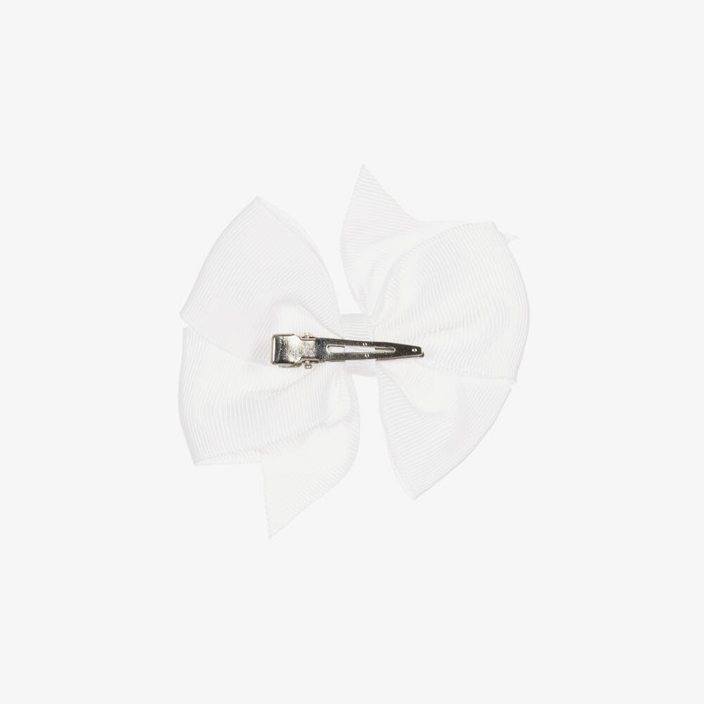 Bowtique London-White Bow Hair Clip (10cm) | Childrensalon