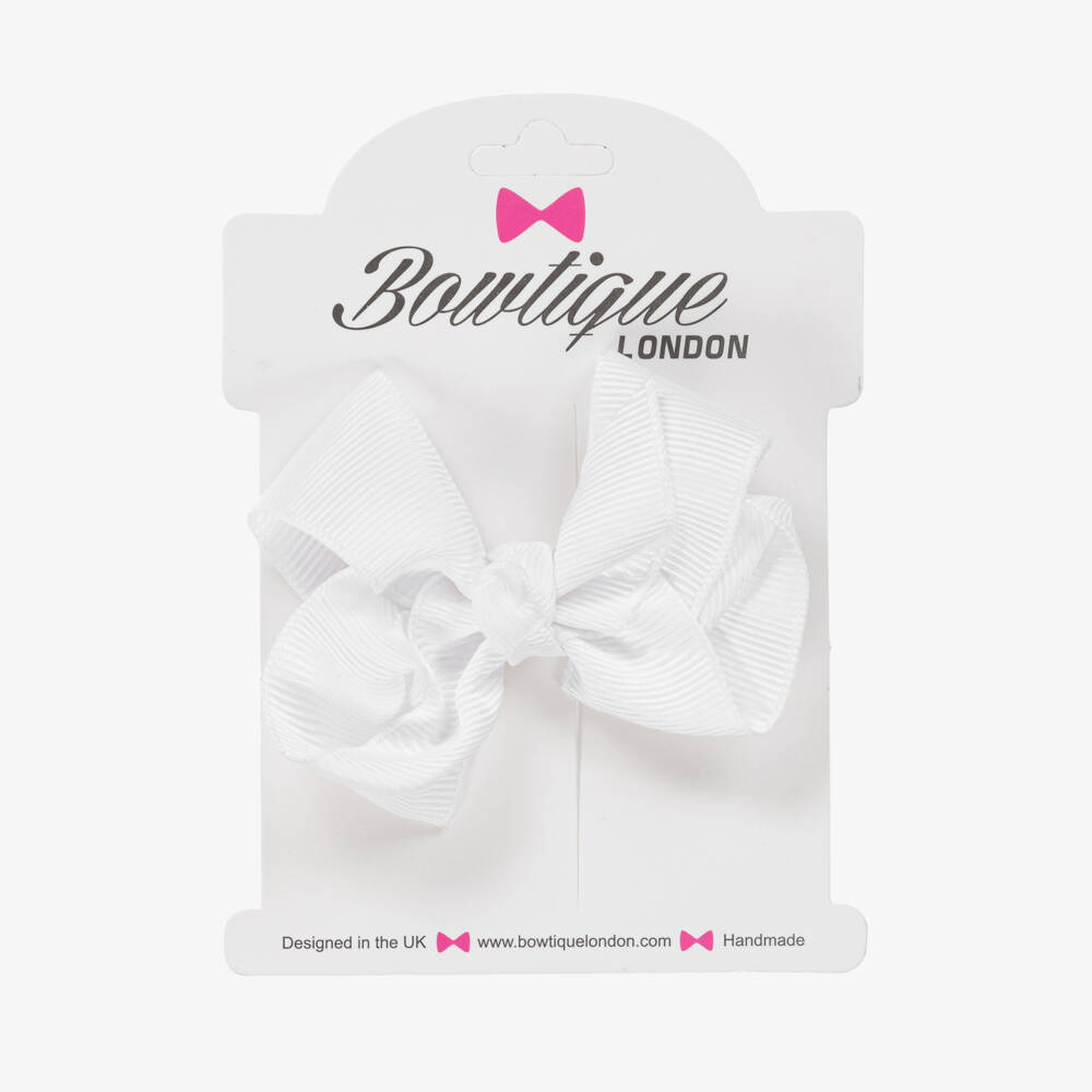 Bowtique London-Белая заколка-бантик из ленты (7см) | Childrensalon