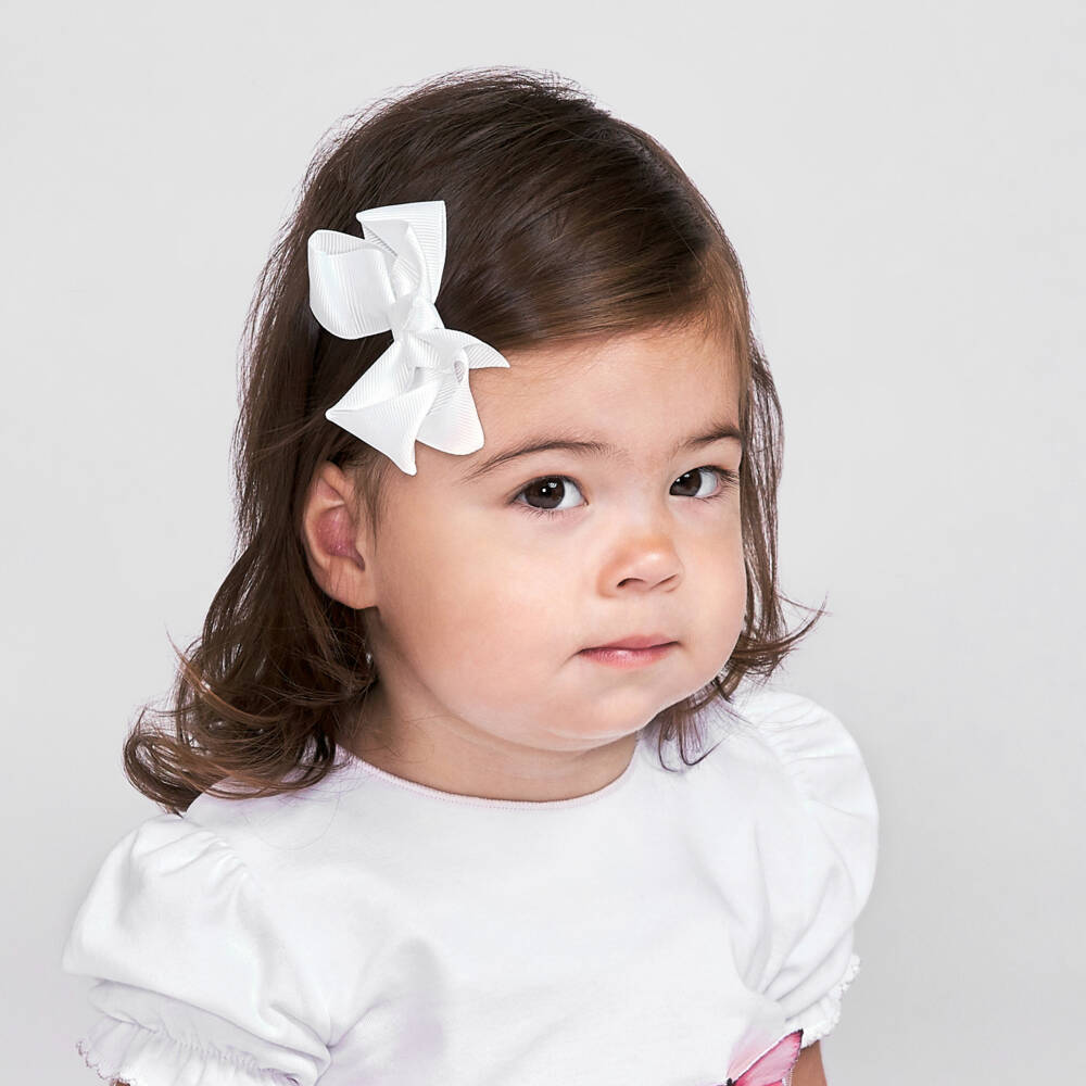 Bowtique London-Белая заколка-бантик из ленты (7см) | Childrensalon