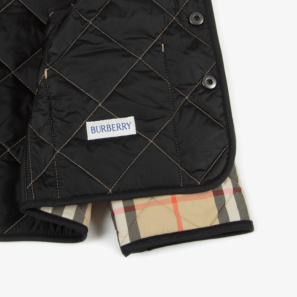 Burberry-Baby Beige Check Quilted Jacket | Childrensalon