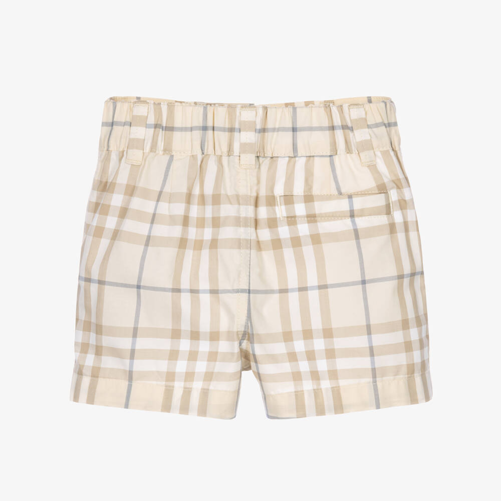 Burberry-Baby Boys Beige Burberry Check Cotton Shorts | Childrensalon