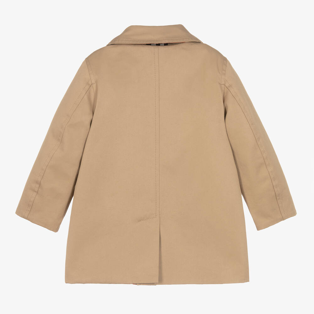 Burberry-Baby Boys Beige Check Reversible Car Coat | Childrensalon