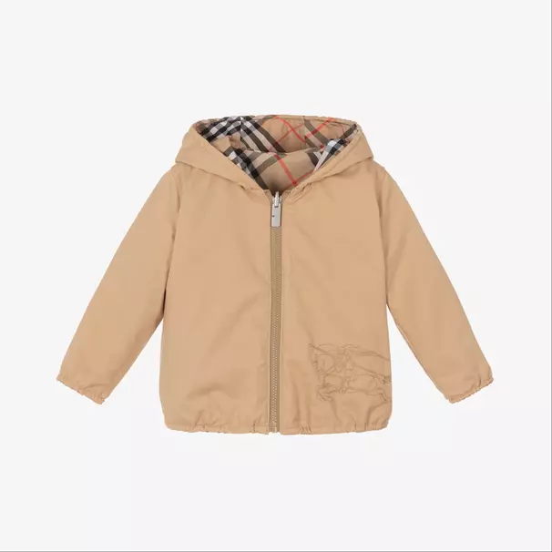 Burberry-Baby Boys Beige Reversible Check Jacket | Childrensalon